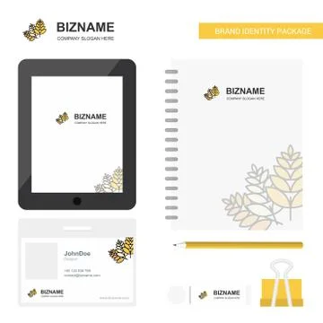 Wheat  Business Logo, Tab App, Diary PVC Employee Card and USB Brand Stationa Stock Illustration