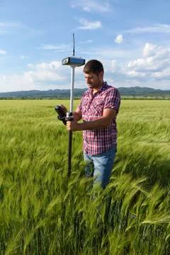 Wheat Controller Engineer Geodesy Survey Stock Photos