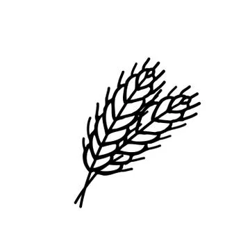 Wheat doodle line icon, vector color illustration Stock Illustration
