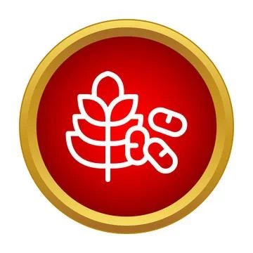 Wheat ear and pills icon for allergy warning Stock Illustration