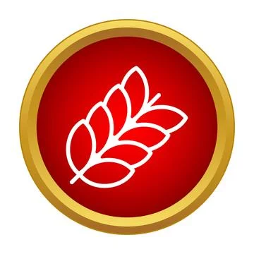 Wheat ear icon in a golden framed red circle Stock Illustration