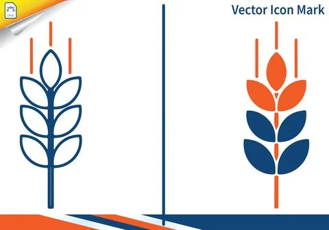 Wheat ear icon mark isolated on white background grain. Stock Illustration