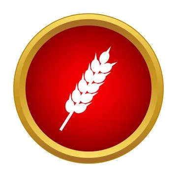 Wheat ear icon in red circle with gold border Stock Illustration