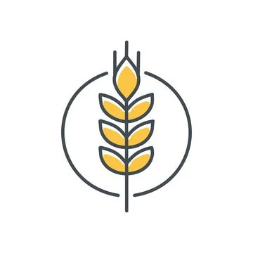 Wheat ear icon. Simple wheat ear icon in circle, represents growth, harvest.. Stock Illustration