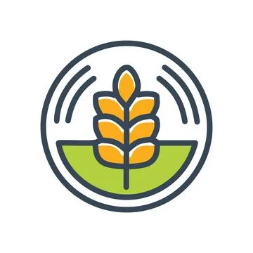 Wheat ear logo design. Wheat stalk inside circle,  representing farm, harve.. Stock Illustration