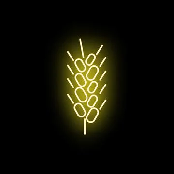 Wheat ear shining neon line icon on black background Illustrazione stock