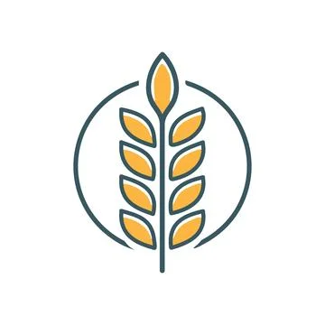Wheat ear symbol. Simple wheat ear icon, symbolizing harvest, agriculture, .. Illustrazione stock
