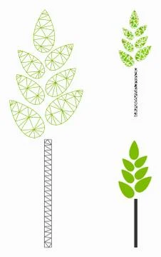Wheat Ear Vector Mesh Carcass Model and Triangle Mosaic Icon Stockillustratie
