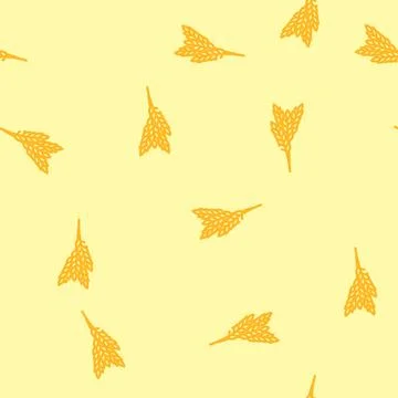 Wheat ears harvest yellow vector seamless pattern Stock Illustration