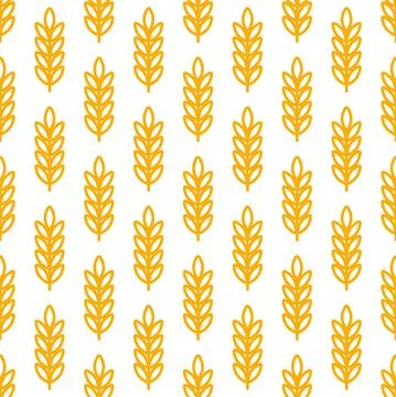 Wheat ears icon vector farm seamless pattern background. Line whole grain symbol Stock Illustration