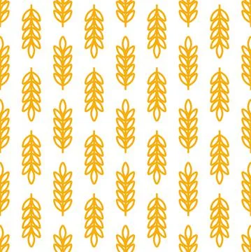 Wheat ears icon vector farm seamless pattern background. Line whole grain symbol 스톡 일러스트
