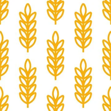 Wheat ears icon vector farm seamless pattern background. Line whole grain symbol 스톡 일러스트