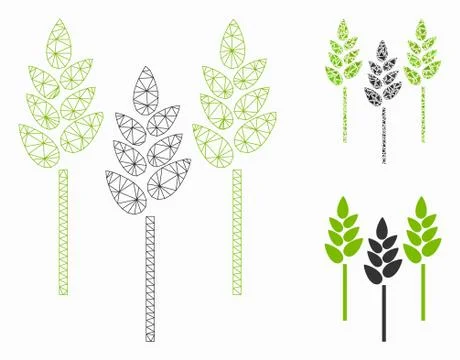 Wheat Ears Vector Mesh Carcass Model and Triangle Mosaic Icon イラスト素材
