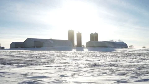 Wheat Farm in Winter Stock Footage 79468897