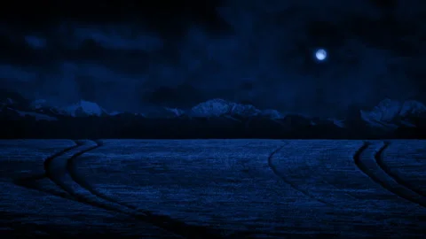 Wheat Field And Mountains In The Moonlight Vídeo Stock 302984746