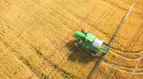 Wheat field being sprayed Stock-Footage 66806553