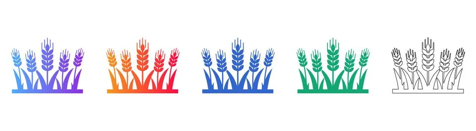 Wheat Field Harvest Vector Icon Set icon set Stock Illustration