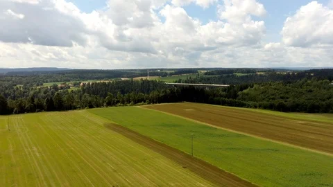 Wheat field with a highway in the background in germany Stock Footage 112913426