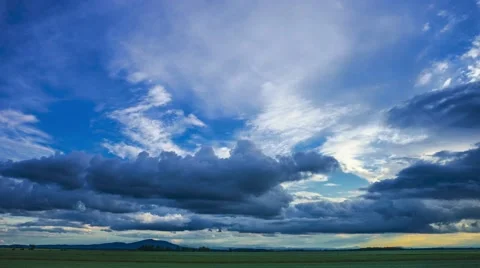 Wheat field landscape with dramatic sky and storm clouds. Time lapse 스톡 동영상 51390849
