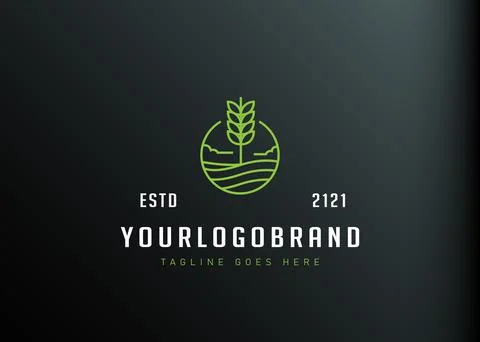 Wheat field logo design. Vector illustration of wheat agriculture monoline de Иллюстрация