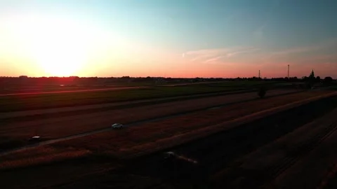 Wheat field at sunset Stock Footage 247367462