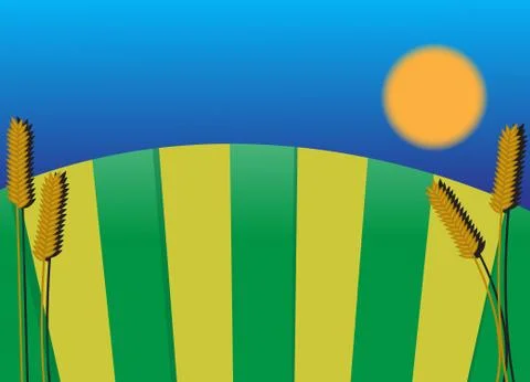Wheat Field Sunset Stock Illustration