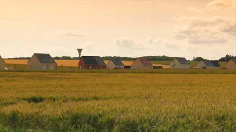 Wheat Fields and Houses in the Suburbs of Paris Stock Footage 330615076