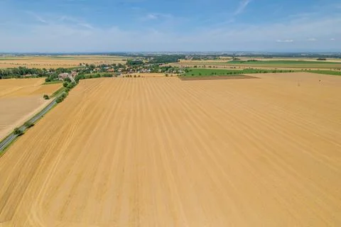 Wheat fields were cleared and prepared for next planting season. Stock Photos