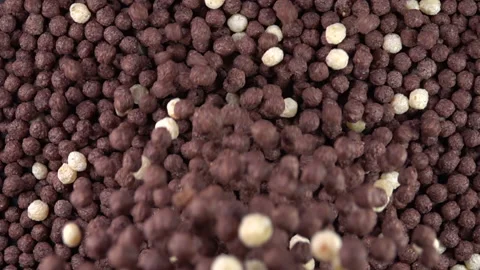 Wheat flakes falling on black. Slow motion 500 fps 動画素材 152796005