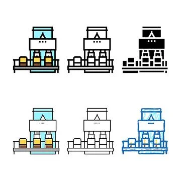 Wheat flour simplified package conveyor color icon vector Stock Illustration