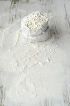 Wheat flour on the table Stock Photos