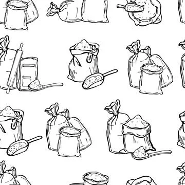 Wheat flour. Vector seamless pattern 스톡 일러스트