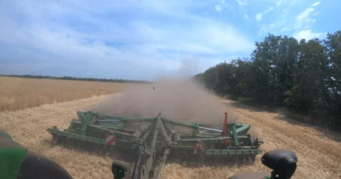 Wheat gathering. View from the harvester Stock Footage 109309964
