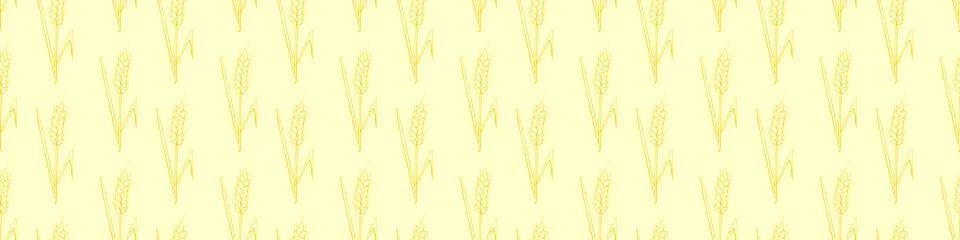 Wheat golden spikelets, vector seamless pattern in doodle style, isolated. De 스톡 일러스트
