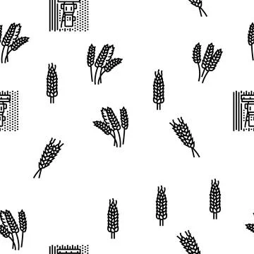 Wheat grain bread harvest vector seamless pattern Stock Illustration