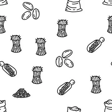 Wheat grain bread harvest vector seamless pattern 스톡 일러스트