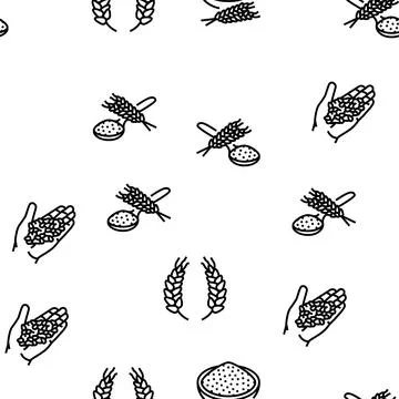 Wheat grain bread harvest vector seamless pattern Stock Illustration