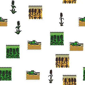 Wheat grain bread harvest vector seamless pattern Stock Illustration