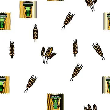 Wheat grain bread harvest vector seamless pattern Stock Illustration