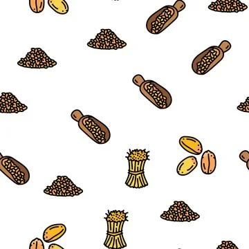 Wheat grain bread harvest vector seamless pattern Illustrazione stock