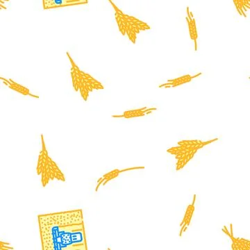Wheat grain cereal plant vector seamless pattern Stock Illustration