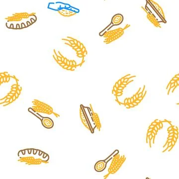 Wheat grain cereal plant vector seamless pattern Stock Illustration