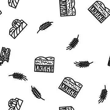 Wheat grain cereal plant vector seamless pattern Stock Illustration