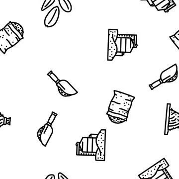 Wheat grain cereal plant vector seamless pattern 스톡 일러스트