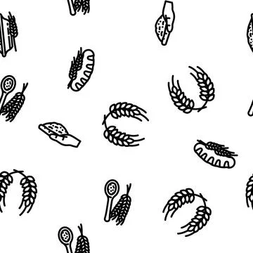 Wheat grain cereal plant vector seamless pattern Stock Illustration