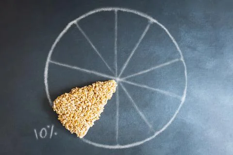 Wheat grain chart pie share shape concept flat overhead view Stock-Fotos