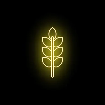 Wheat grain ear glowing neon yellow line icon Stock Illustration