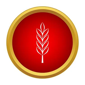 Wheat grain ear symbol on red circular icon Stock Illustration