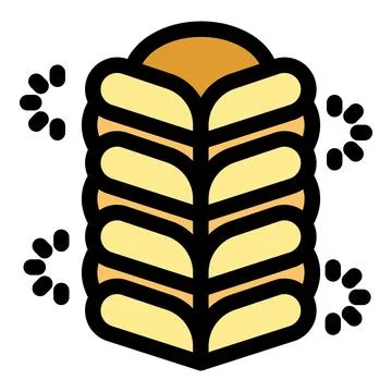 Wheat grain growing and producing flour for bread and bakery products Stock Illustration