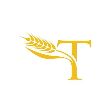 Wheat Grain Initial Letter T Stock Illustration